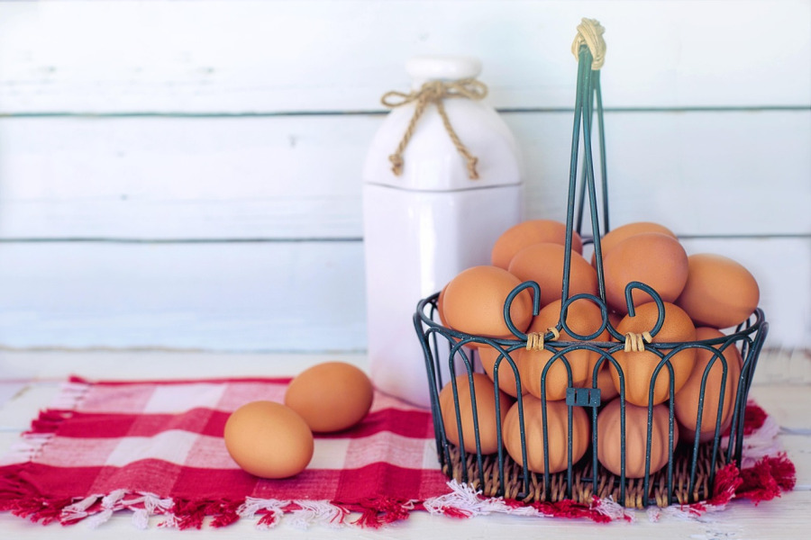 farm fresh eggs vegetables basket